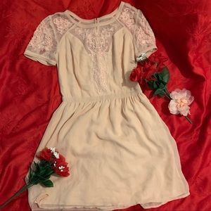 cute embroidered pink casual dress